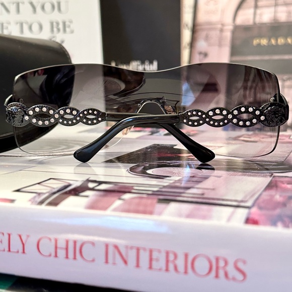 Vintage Versace Sunglasses with Medusa Head Logo and Swarovski Crystals - Picture 10 of 11